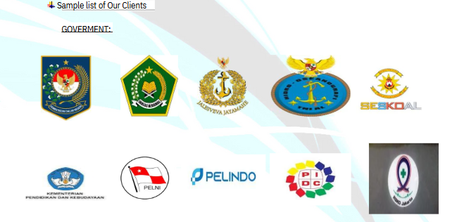 Government and Public Sector Clients including Indonesian Ministry and Defense Organizations